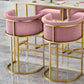 Glam Backrest Armrest Counter Stool Iron Cafe Bar Stool with Velvet Cushion and Pedal Clearhalo 'Bar Furniture' 'Bar Stools' 'bar_stools' 'furn' 'furn_bar_stools' 'Furniture' 'furniture_bar_stools' 'Kitchen & Dining Furniture' 4899277