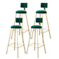 Glam Armless Backrest Counter Stool Steel Cashier Bar Stool with Flannel Cushion and Pedal Green 4 Piece Set Clearhalo 'Bar Furniture' 'Bar Stools' 'bar_stools' 'furn' 'furn_bar_stools' 'Furniture' 'furniture_bar_stools' 'Kitchen & Dining Furniture' 4899285