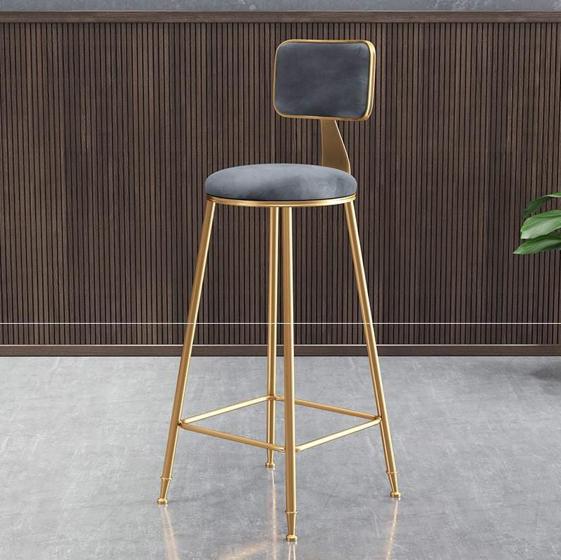 Glam Armless Backrest Counter Stool Steel Cashier Bar Stool with Flannel Cushion and Pedal Clearhalo 'Bar Furniture' 'Bar Stools' 'bar_stools' 'furn' 'furn_bar_stools' 'Furniture' 'furniture_bar_stools' 'Kitchen & Dining Furniture' 4899286
