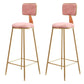 Glam Armless Backrest Counter Stool Steel Cashier Bar Stool with Flannel Cushion and Pedal Pink 2 Piece Set Clearhalo 'Bar Furniture' 'Bar Stools' 'bar_stools' 'furn' 'furn_bar_stools' 'Furniture' 'furniture_bar_stools' 'Kitchen & Dining Furniture' 4899287