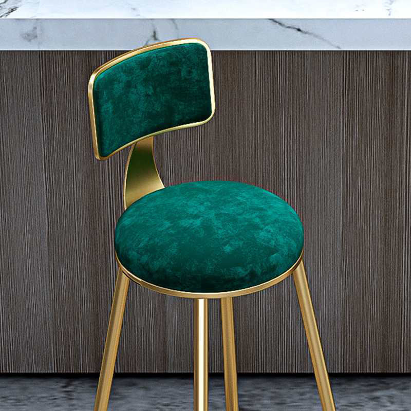 Glam Armless Backrest Counter Stool Steel Cashier Bar Stool with Flannel Cushion and Pedal Clearhalo 'Bar Furniture' 'Bar Stools' 'bar_stools' 'furn' 'furn_bar_stools' 'Furniture' 'furniture_bar_stools' 'Kitchen & Dining Furniture' 4899288
