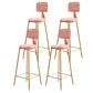 Glam Armless Backrest Counter Stool Steel Cashier Bar Stool with Flannel Cushion and Pedal Pink 4 Piece Set Clearhalo 'Bar Furniture' 'Bar Stools' 'bar_stools' 'furn' 'furn_bar_stools' 'Furniture' 'furniture_bar_stools' 'Kitchen & Dining Furniture' 4899289