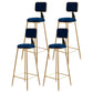 Glam Armless Backrest Counter Stool Steel Cashier Bar Stool with Flannel Cushion and Pedal Blue 4 Piece Set Clearhalo 'Bar Furniture' 'Bar Stools' 'bar_stools' 'furn' 'furn_bar_stools' 'Furniture' 'furniture_bar_stools' 'Kitchen & Dining Furniture' 4899292