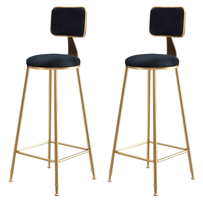 Glam Armless Backrest Counter Stool Steel Cashier Bar Stool with Flannel Cushion and Pedal Black 2 Piece Set Clearhalo 'Bar Furniture' 'Bar Stools' 'bar_stools' 'furn' 'furn_bar_stools' 'Furniture' 'furniture_bar_stools' 'Kitchen & Dining Furniture' 4899295