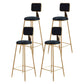 Glam Armless Backrest Counter Stool Steel Cashier Bar Stool with Flannel Cushion and Pedal Black 4 Piece Set Clearhalo 'Bar Furniture' 'Bar Stools' 'bar_stools' 'furn' 'furn_bar_stools' 'Furniture' 'furniture_bar_stools' 'Kitchen & Dining Furniture' 4899297