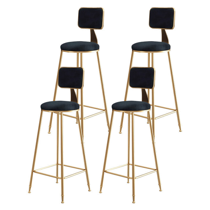 Glam Armless Backrest Counter Stool Steel Cashier Bar Stool with Flannel Cushion and Pedal Black 4 Piece Set Clearhalo 'Bar Furniture' 'Bar Stools' 'bar_stools' 'furn' 'furn_bar_stools' 'Furniture' 'furniture_bar_stools' 'Kitchen & Dining Furniture' 4899297