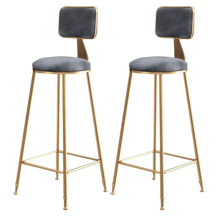 Glam Armless Backrest Counter Stool Steel Cashier Bar Stool with Flannel Cushion and Pedal Gray 2 Piece Set Clearhalo 'Bar Furniture' 'Bar Stools' 'bar_stools' 'furn' 'furn_bar_stools' 'Furniture' 'furniture_bar_stools' 'Kitchen & Dining Furniture' 4899299