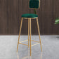Glam Armless Backrest Counter Stool Steel Cashier Bar Stool with Flannel Cushion and Pedal Green 1 Piece Clearhalo 'Bar Furniture' 'Bar Stools' 'bar_stools' 'furn' 'furn_bar_stools' 'Furniture' 'furniture_bar_stools' 'Kitchen & Dining Furniture' 4899300