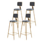 Glam Armless Backrest Counter Stool Steel Cashier Bar Stool with Flannel Cushion and Pedal Gray 4 Piece Set Clearhalo 'Bar Furniture' 'Bar Stools' 'bar_stools' 'furn' 'furn_bar_stools' 'Furniture' 'furniture_bar_stools' 'Kitchen & Dining Furniture' 4899301
