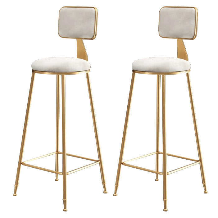 Glam Armless Backrest Counter Stool Steel Cashier Bar Stool with Flannel Cushion and Pedal White 2 Piece Set Clearhalo 'Bar Furniture' 'Bar Stools' 'bar_stools' 'furn' 'furn_bar_stools' 'Furniture' 'furniture_bar_stools' 'Kitchen & Dining Furniture' 4899302