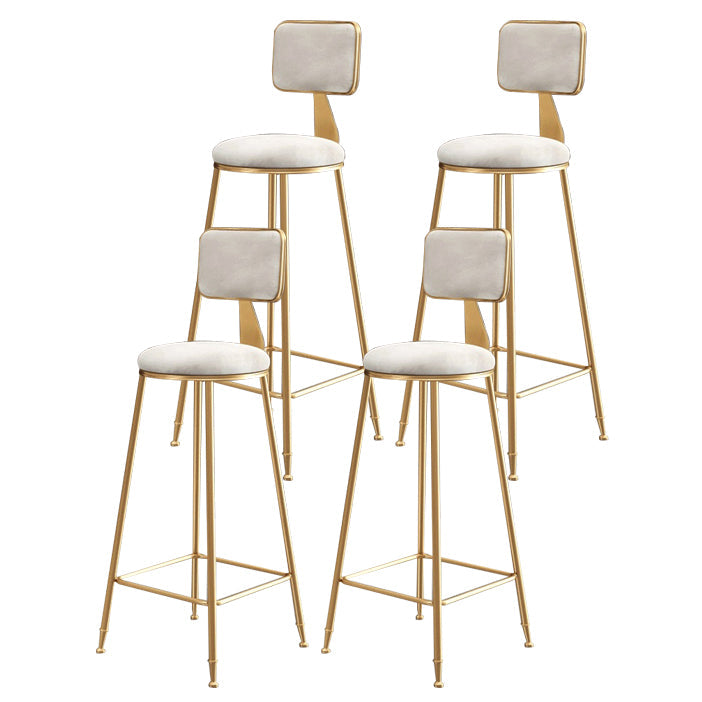 Glam Armless Backrest Counter Stool Steel Cashier Bar Stool with Flannel Cushion and Pedal White 4 Piece Set Clearhalo 'Bar Furniture' 'Bar Stools' 'bar_stools' 'furn' 'furn_bar_stools' 'Furniture' 'furniture_bar_stools' 'Kitchen & Dining Furniture' 4899304
