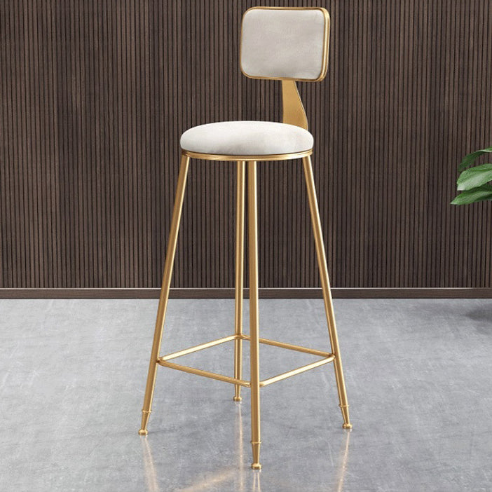 Glam Armless Backrest Counter Stool Steel Cashier Bar Stool with Flannel Cushion and Pedal White 1 Piece Clearhalo 'Bar Furniture' 'Bar Stools' 'bar_stools' 'furn' 'furn_bar_stools' 'Furniture' 'furniture_bar_stools' 'Kitchen & Dining Furniture' 4899308