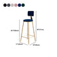 Glam Armless Backrest Counter Stool Steel Cashier Bar Stool with Flannel Cushion and Pedal Clearhalo 'Bar Furniture' 'Bar Stools' 'bar_stools' 'furn' 'furn_bar_stools' 'Furniture' 'furniture_bar_stools' 'Kitchen & Dining Furniture' 4899310