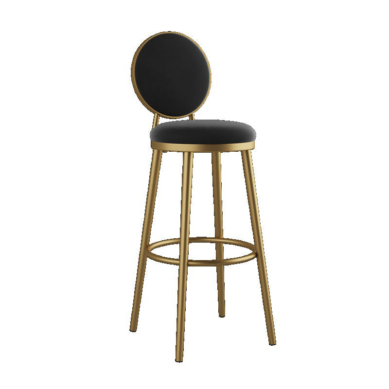 Glam Reception Footrest Stool Matte Finish Velvet Counter Stool Black 1 Piece Clearhalo 'Bar Furniture' 'Bar Stools' 'bar_stools' 'Furniture' 'furniture_bar_stools' 'Kitchen & Dining Furniture' 4899313