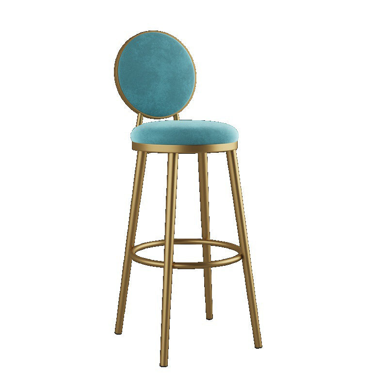 Glam Reception Footrest Stool Matte Finish Velvet Counter Stool Sky Blue 1 Piece Clearhalo 'Bar Furniture' 'Bar Stools' 'bar_stools' 'Furniture' 'furniture_bar_stools' 'Kitchen & Dining Furniture' 4899314