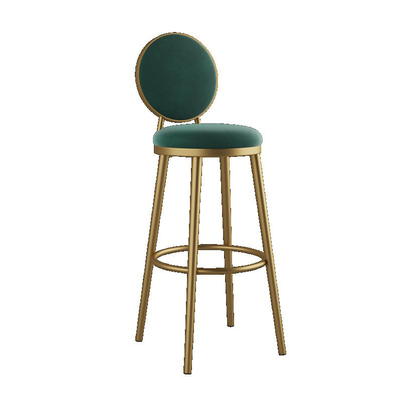 Glam Reception Footrest Stool Matte Finish Velvet Counter Stool Blackish Green 1 Piece Clearhalo 'Bar Furniture' 'Bar Stools' 'bar_stools' 'Furniture' 'furniture_bar_stools' 'Kitchen & Dining Furniture' 4899318