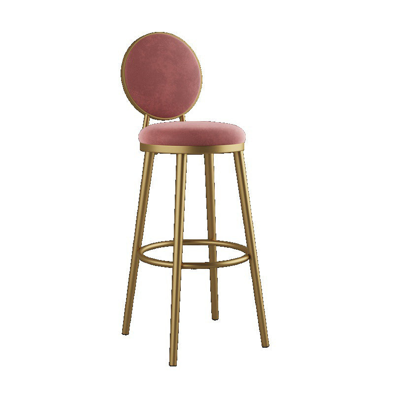 Glam Reception Footrest Stool Matte Finish Velvet Counter Stool Pink 1 Piece Clearhalo 'Bar Furniture' 'Bar Stools' 'bar_stools' 'Furniture' 'furniture_bar_stools' 'Kitchen & Dining Furniture' 4899321