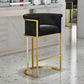 Glam Armrest Backrest Counter Stool Iron Cafe Bar Stool with Flannel Cushion and Pedal Black Clearhalo 'Bar Furniture' 'Bar Stools' 'bar_stools' 'furn' 'furn_bar_stools' 'Furniture' 'furniture_bar_stools' 'Kitchen & Dining Furniture' 4899330