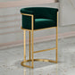 Glam Armrest Backrest Counter Stool Iron Cafe Bar Stool with Flannel Cushion and Pedal Green Clearhalo 'Bar Furniture' 'Bar Stools' 'bar_stools' 'furn' 'furn_bar_stools' 'Furniture' 'furniture_bar_stools' 'Kitchen & Dining Furniture' 4899335
