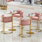 Glam Armrest Backrest Counter Stool Iron Cafe Bar Stool with Flannel Cushion and Pedal Clearhalo 'Bar Furniture' 'Bar Stools' 'bar_stools' 'furn' 'furn_bar_stools' 'Furniture' 'furniture_bar_stools' 'Kitchen & Dining Furniture' 4899339