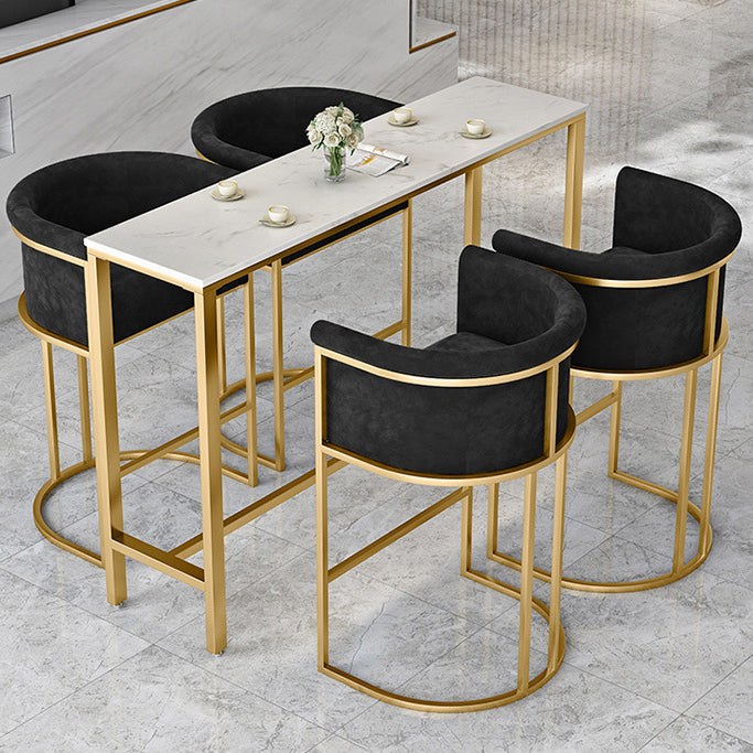 Glam Armrest Backrest Counter Stool Iron Cafe Bar Stool with Flannel Cushion and Pedal Clearhalo 'Bar Furniture' 'Bar Stools' 'bar_stools' 'furn' 'furn_bar_stools' 'Furniture' 'furniture_bar_stools' 'Kitchen & Dining Furniture' 4899342