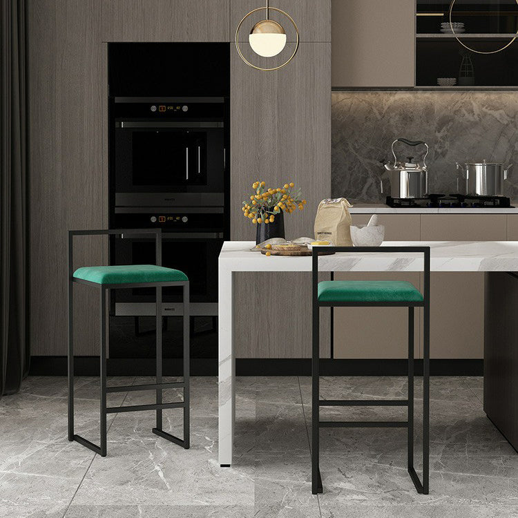 Contemporary Matte Finish Velvet Bar Stool Jewelry Shop Footrest Stool Clearhalo 'Bar Furniture' 'Bar Stools' 'bar_stools' 'Furniture' 'furniture_bar_stools' 'Kitchen & Dining Furniture' 4899352