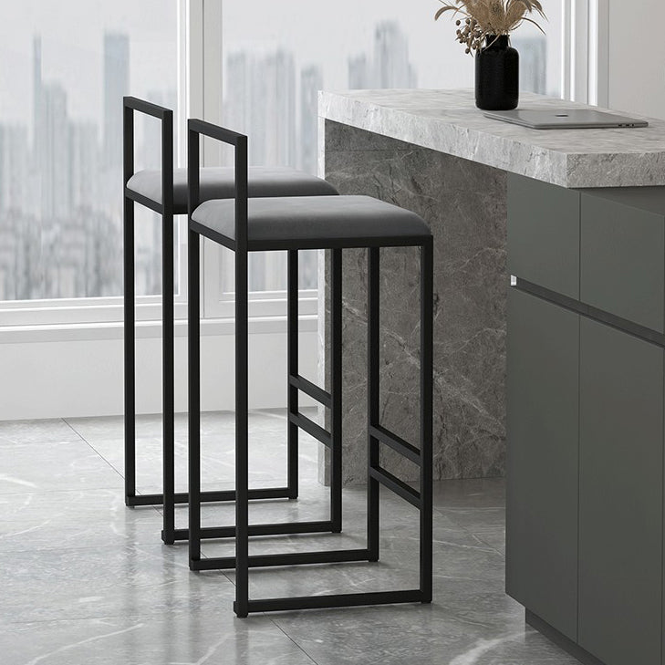 Contemporary Matte Finish Velvet Bar Stool Jewelry Shop Footrest Stool Clearhalo 'Bar Furniture' 'Bar Stools' 'bar_stools' 'Furniture' 'furniture_bar_stools' 'Kitchen & Dining Furniture' 4899364