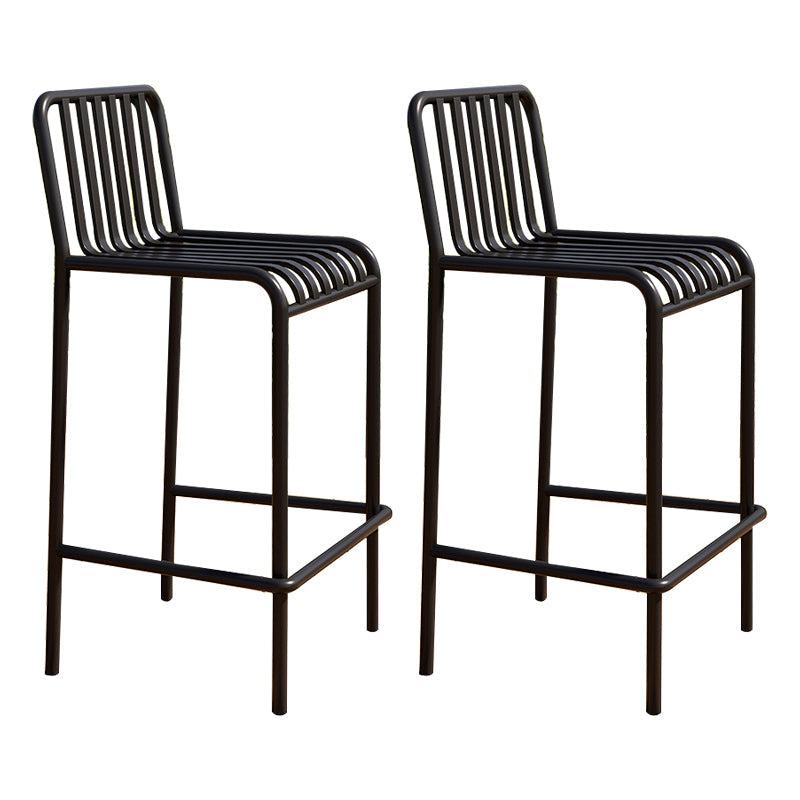 Modern Armless Backrest Counter Stool Iron Courtyard Bar Stool with Seat and Pedal Black 2 Piece Set Clearhalo 'Bar Furniture' 'Bar Stools' 'bar_stools' 'furn' 'furn_bar_stools' 'Furniture' 'furniture_bar_stools' 'Kitchen & Dining Furniture' 4899369