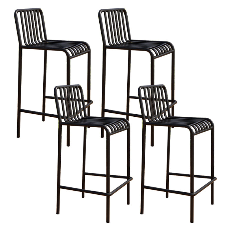 Modern Armless Backrest Counter Stool Iron Courtyard Bar Stool with Seat and Pedal Black 4 Piece Set Clearhalo 'Bar Furniture' 'Bar Stools' 'bar_stools' 'furn' 'furn_bar_stools' 'Furniture' 'furniture_bar_stools' 'Kitchen & Dining Furniture' 4899372