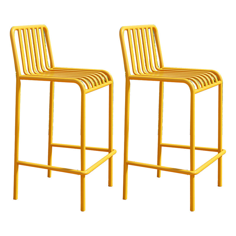 Modern Armless Backrest Counter Stool Iron Courtyard Bar Stool with Seat and Pedal Yellow 2 Piece Set Clearhalo 'Bar Furniture' 'Bar Stools' 'bar_stools' 'furn' 'furn_bar_stools' 'Furniture' 'furniture_bar_stools' 'Kitchen & Dining Furniture' 4899375
