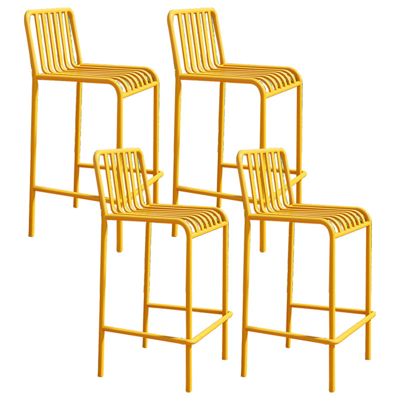 Modern Armless Backrest Counter Stool Iron Courtyard Bar Stool with Seat and Pedal Yellow 4 Piece Set Clearhalo 'Bar Furniture' 'Bar Stools' 'bar_stools' 'furn' 'furn_bar_stools' 'Furniture' 'furniture_bar_stools' 'Kitchen & Dining Furniture' 4899378