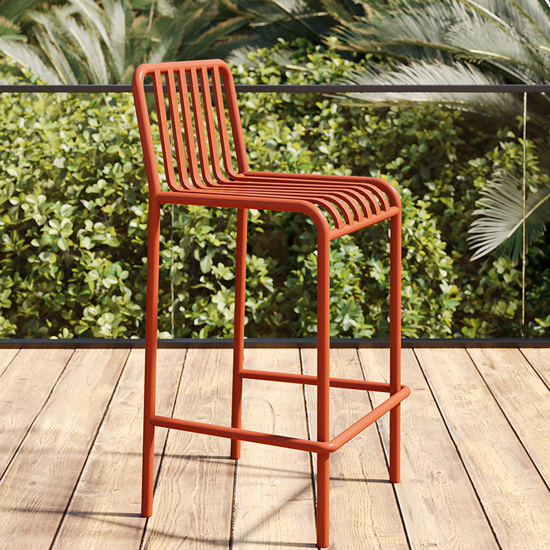 Modern Armless Backrest Counter Stool Iron Courtyard Bar Stool with Seat and Pedal Orange 1 Piece Clearhalo 'Bar Furniture' 'Bar Stools' 'bar_stools' 'furn' 'furn_bar_stools' 'Furniture' 'furniture_bar_stools' 'Kitchen & Dining Furniture' 4899379
