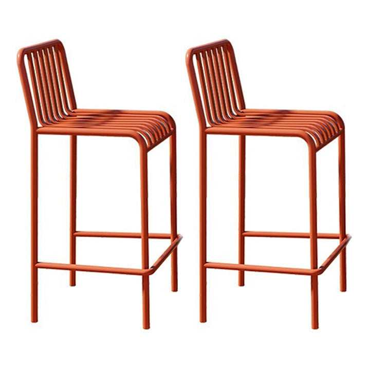 Modern Armless Backrest Counter Stool Iron Courtyard Bar Stool with Seat and Pedal Orange 2 Piece Set Clearhalo 'Bar Furniture' 'Bar Stools' 'bar_stools' 'furn' 'furn_bar_stools' 'Furniture' 'furniture_bar_stools' 'Kitchen & Dining Furniture' 4899382