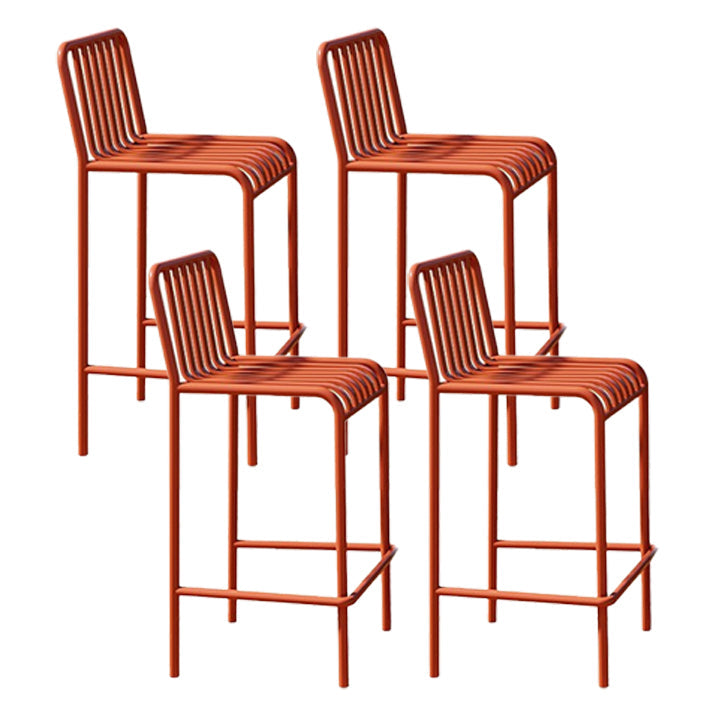 Modern Armless Backrest Counter Stool Iron Courtyard Bar Stool with Seat and Pedal Orange 4 Piece Set Clearhalo 'Bar Furniture' 'Bar Stools' 'bar_stools' 'furn' 'furn_bar_stools' 'Furniture' 'furniture_bar_stools' 'Kitchen & Dining Furniture' 4899383