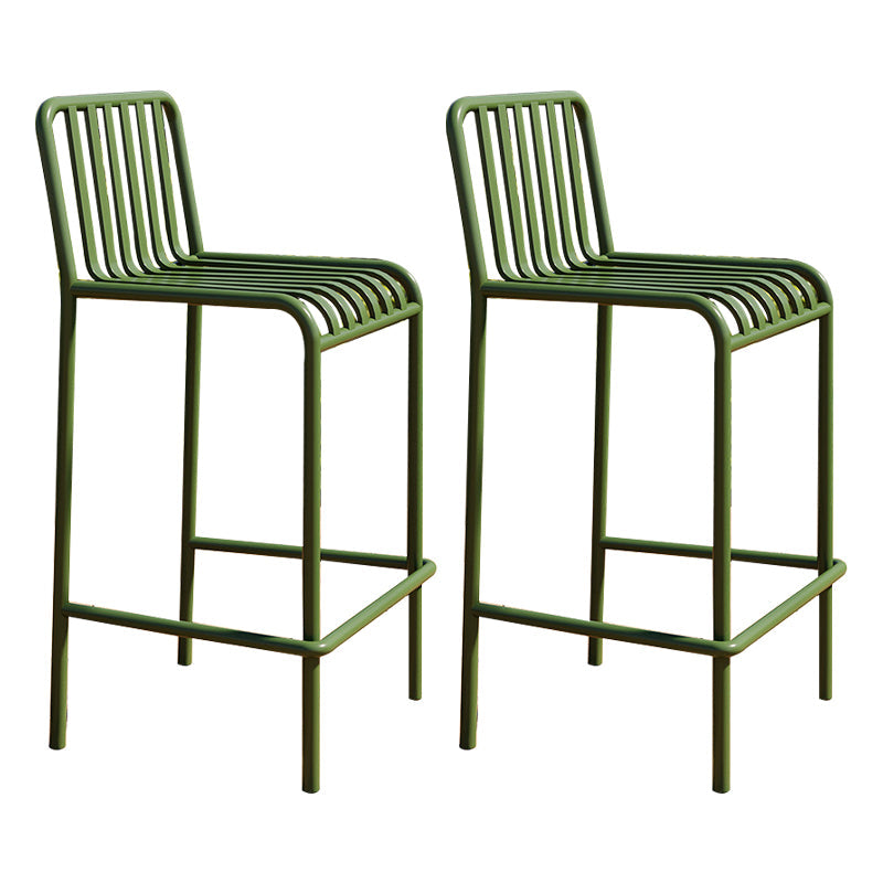 Modern Armless Backrest Counter Stool Iron Courtyard Bar Stool with Seat and Pedal Green 2 Piece Set Clearhalo 'Bar Furniture' 'Bar Stools' 'bar_stools' 'furn' 'furn_bar_stools' 'Furniture' 'furniture_bar_stools' 'Kitchen & Dining Furniture' 4899385