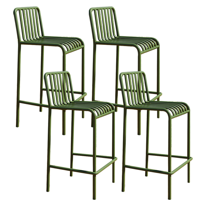 Modern Armless Backrest Counter Stool Iron Courtyard Bar Stool with Seat and Pedal Green 4 Piece Set Clearhalo 'Bar Furniture' 'Bar Stools' 'bar_stools' 'furn' 'furn_bar_stools' 'Furniture' 'furniture_bar_stools' 'Kitchen & Dining Furniture' 4899386