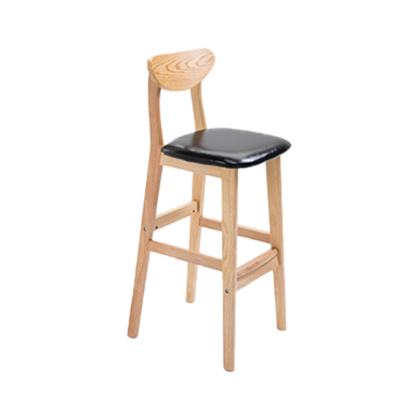 Scandinavian Oak Wood Home Stool Matte Finish Upholstered Bar Stools Black 1 Piece Clearhalo 'Bar Furniture' 'Bar Stools' 'bar_stools' 'furn' 'furn_bar_stools' 'Furniture' 'furniture_bar_stools' 'Kitchen & Dining Furniture' 4899390