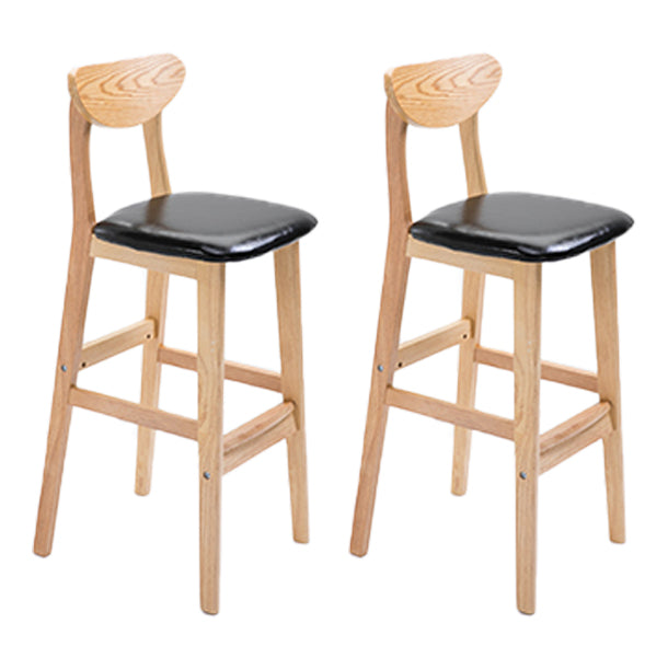 Scandinavian Oak Wood Home Stool Matte Finish Upholstered Bar Stools Black 2 Piece Set Clearhalo 'Bar Furniture' 'Bar Stools' 'bar_stools' 'furn' 'furn_bar_stools' 'Furniture' 'furniture_bar_stools' 'Kitchen & Dining Furniture' 4899391