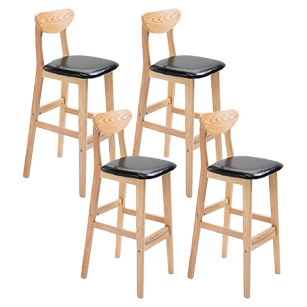 Scandinavian Oak Wood Home Stool Matte Finish Upholstered Bar Stools Black 4 Piece Set Clearhalo 'Bar Furniture' 'Bar Stools' 'bar_stools' 'furn' 'furn_bar_stools' 'Furniture' 'furniture_bar_stools' 'Kitchen & Dining Furniture' 4899394