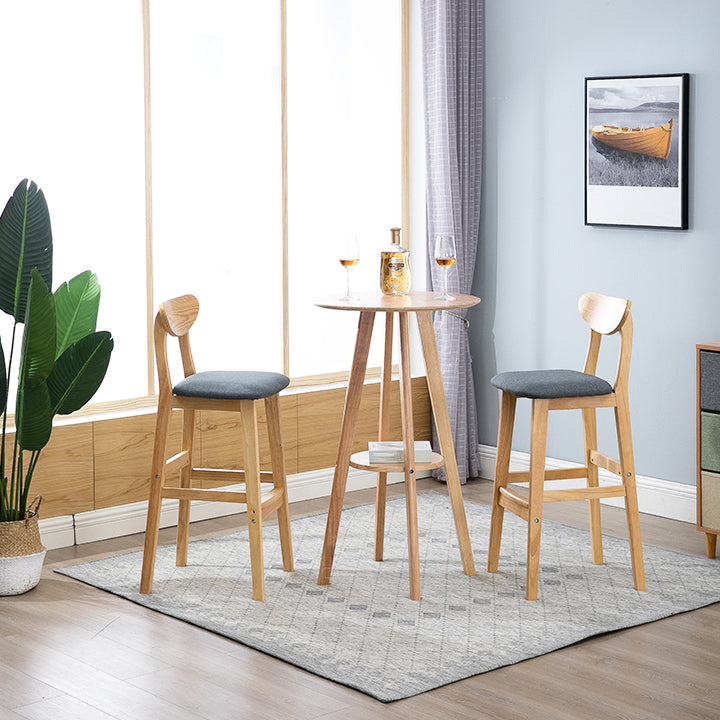 Scandinavian Oak Wood Home Stool Matte Finish Upholstered Bar Stools Clearhalo 'Bar Furniture' 'Bar Stools' 'bar_stools' 'furn' 'furn_bar_stools' 'Furniture' 'furniture_bar_stools' 'Kitchen & Dining Furniture' 4899395