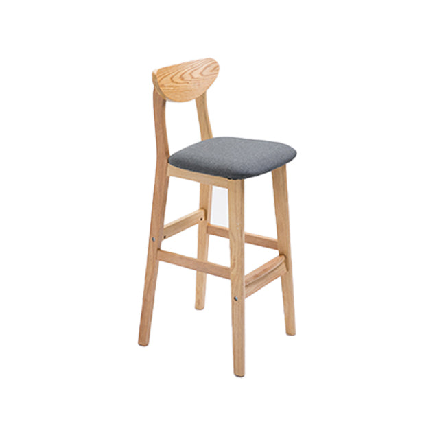 Scandinavian Oak Wood Home Stool Matte Finish Upholstered Bar Stools Grey 1 Piece Clearhalo 'Bar Furniture' 'Bar Stools' 'bar_stools' 'furn' 'furn_bar_stools' 'Furniture' 'furniture_bar_stools' 'Kitchen & Dining Furniture' 4899396