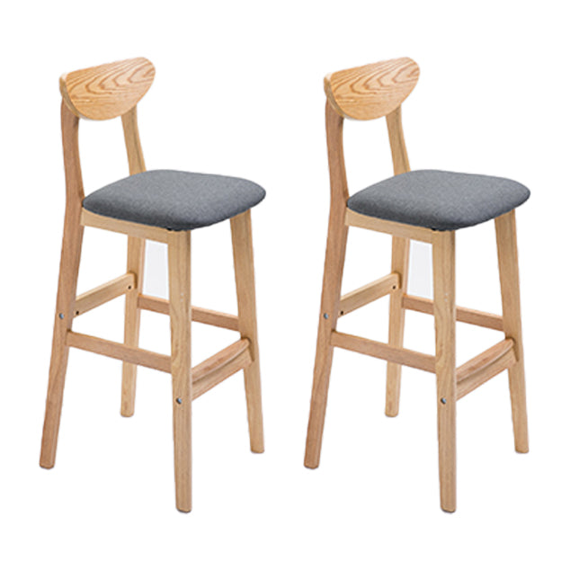 Scandinavian Oak Wood Home Stool Matte Finish Upholstered Bar Stools Grey 2 Piece Set Clearhalo 'Bar Furniture' 'Bar Stools' 'bar_stools' 'furn' 'furn_bar_stools' 'Furniture' 'furniture_bar_stools' 'Kitchen & Dining Furniture' 4899398