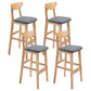 Scandinavian Oak Wood Home Stool Matte Finish Upholstered Bar Stools Grey 4 Piece Set Clearhalo 'Bar Furniture' 'Bar Stools' 'bar_stools' 'furn' 'furn_bar_stools' 'Furniture' 'furniture_bar_stools' 'Kitchen & Dining Furniture' 4899400