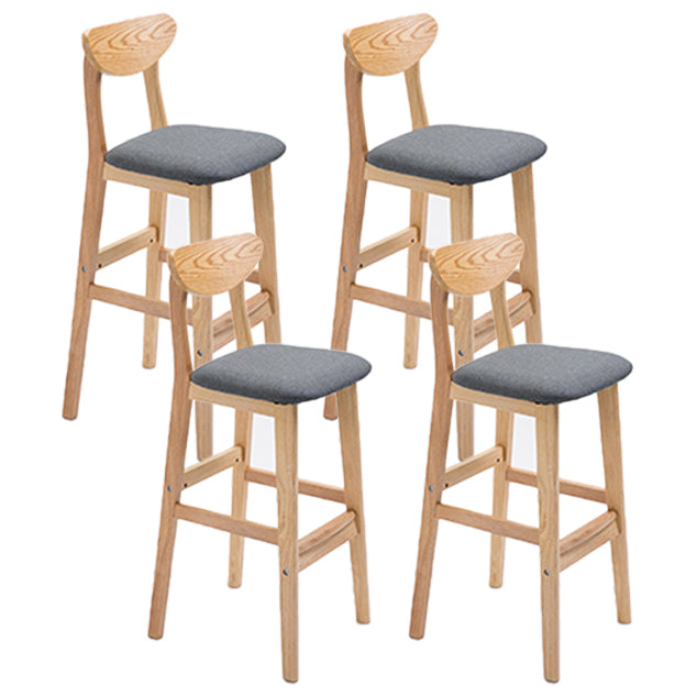 Scandinavian Oak Wood Home Stool Matte Finish Upholstered Bar Stools Grey 4 Piece Set Clearhalo 'Bar Furniture' 'Bar Stools' 'bar_stools' 'furn' 'furn_bar_stools' 'Furniture' 'furniture_bar_stools' 'Kitchen & Dining Furniture' 4899400
