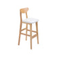 Scandinavian Oak Wood Home Stool Matte Finish Upholstered Bar Stools White 1 Piece Bar Stool(30"H) Clearhalo 'Bar Furniture' 'Bar Stools' 'bar_stools' 'furn' 'furn_bar_stools' 'Furniture' 'furniture_bar_stools' 'Kitchen & Dining Furniture' 4899401