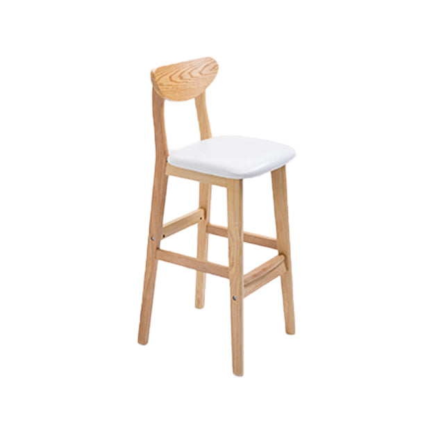 Scandinavian Oak Wood Home Stool Matte Finish Upholstered Bar Stools White 1 Piece Bar Stool(30"H) Clearhalo 'Bar Furniture' 'Bar Stools' 'bar_stools' 'furn' 'furn_bar_stools' 'Furniture' 'furniture_bar_stools' 'Kitchen & Dining Furniture' 4899401