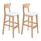 Scandinavian Oak Wood Home Stool Matte Finish Upholstered Bar Stools White 2 Piece Set Bar Stool(30"H) Clearhalo 'Bar Furniture' 'Bar Stools' 'bar_stools' 'furn' 'furn_bar_stools' 'Furniture' 'furniture_bar_stools' 'Kitchen & Dining Furniture' 4899404