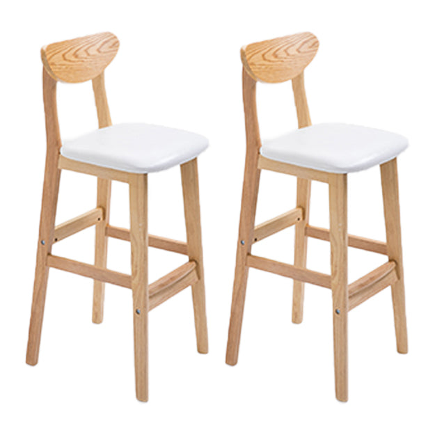Scandinavian Oak Wood Home Stool Matte Finish Upholstered Bar Stools White 2 Piece Set Bar Stool(30"H) Clearhalo 'Bar Furniture' 'Bar Stools' 'bar_stools' 'furn' 'furn_bar_stools' 'Furniture' 'furniture_bar_stools' 'Kitchen & Dining Furniture' 4899404