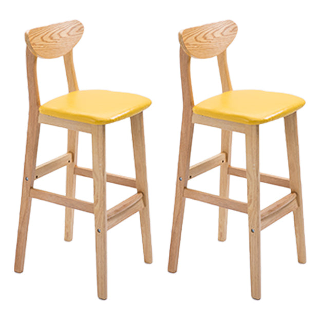 Scandinavian Oak Wood Home Stool Matte Finish Upholstered Bar Stools Yellow 2 Piece Set Clearhalo 'Bar Furniture' 'Bar Stools' 'bar_stools' 'furn' 'furn_bar_stools' 'Furniture' 'furniture_bar_stools' 'Kitchen & Dining Furniture' 4899408
