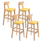 Scandinavian Oak Wood Home Stool Matte Finish Upholstered Bar Stools Yellow 4 Piece Set Clearhalo 'Bar Furniture' 'Bar Stools' 'bar_stools' 'furn' 'furn_bar_stools' 'Furniture' 'furniture_bar_stools' 'Kitchen & Dining Furniture' 4899409